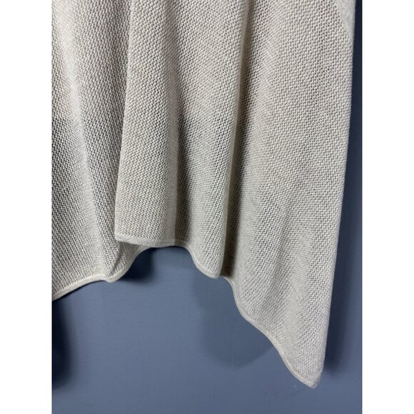 EILEEN FISHER Womens OS Beige Sweater Knit V-Neck Poncho Cape Lagenlook - Picture 3 of 6